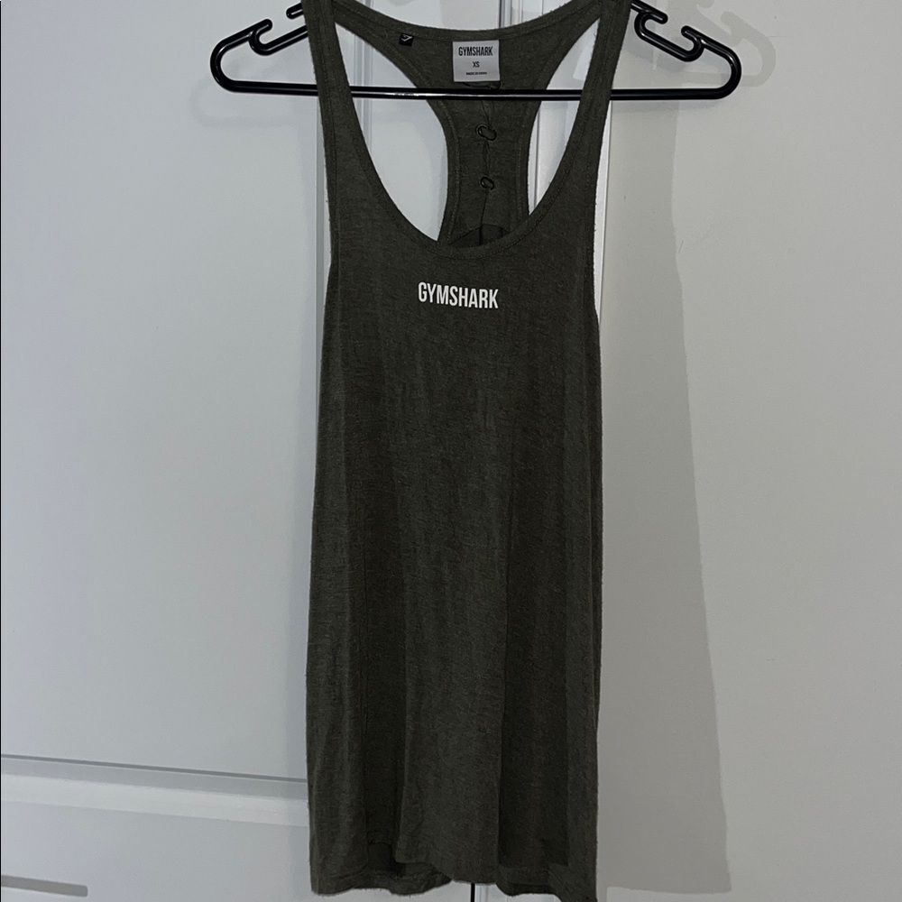 Olive Green Loose Fit Muscle Shirt Tank Sleeveless racerback shirt XS Gym Shark